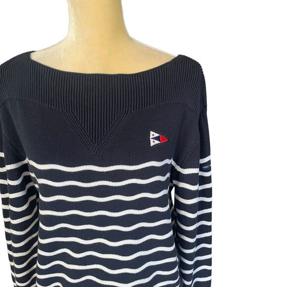 Saint James L'atelier Les Mathes Navy Striped Sweater Nautical Size Small 34 - Picture 8 of 16